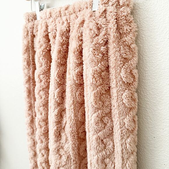 CHEIBEAR | Blush Light Pink Cableknit Style Fluffy Lounge Set Soft Plush | Large - Picture 10 of 11